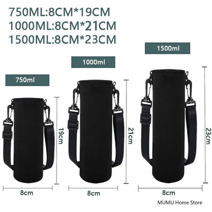 Sports Water Bottle Insulated Neoprene Sleeve - 750ML/1000ML/1500ML Bottle Carry Case & Protective Holder