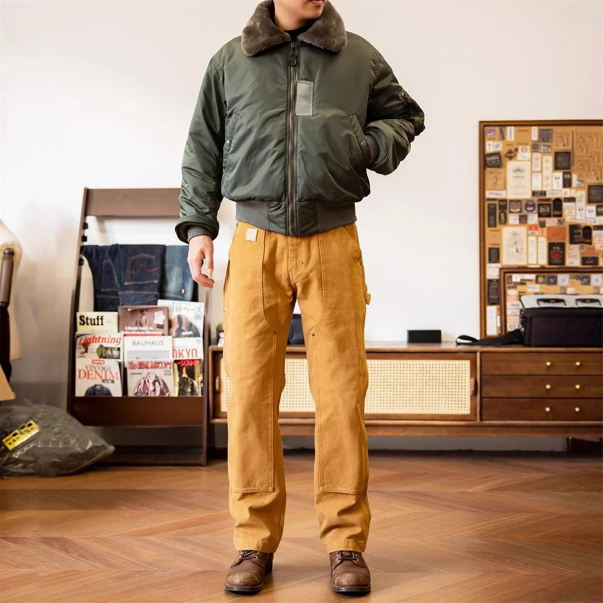 Red Tornado 14oz Duck Work Pants - Double Front Carpenter Dungaree Trousers for Men