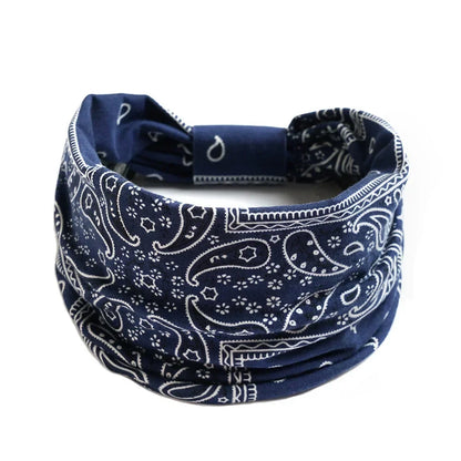Bohemian Wide Cotton Stretch Headbands for Women – Turban Style Hairbands, Bandana Headwrap Hair Accessories