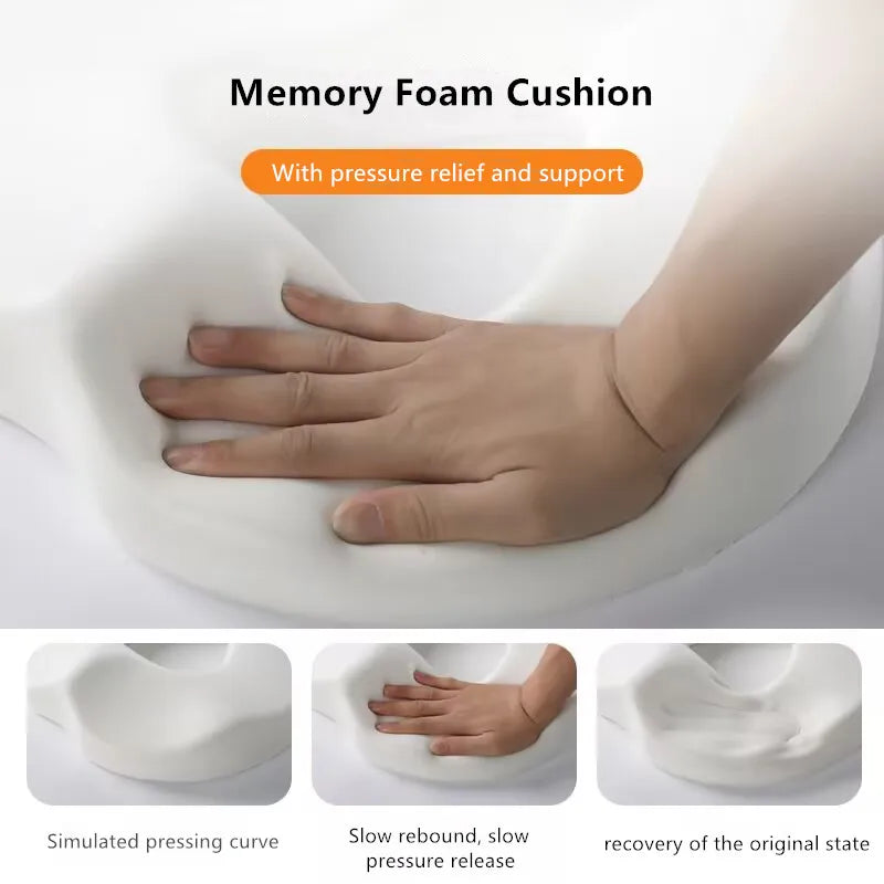Ergonomic Memory Foam Donut Seat Cushion — Office & Home Comfort Pillow for Tailbone Pain, Hemorrhoids, Sciatica, Bed Sores