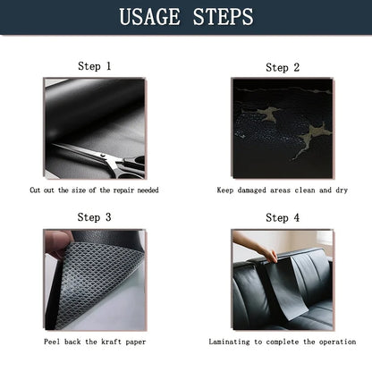 Large Self-Adhesive PU Leather Repair Patch – Faux Leather Tape for Sofa, Car & EV Seats