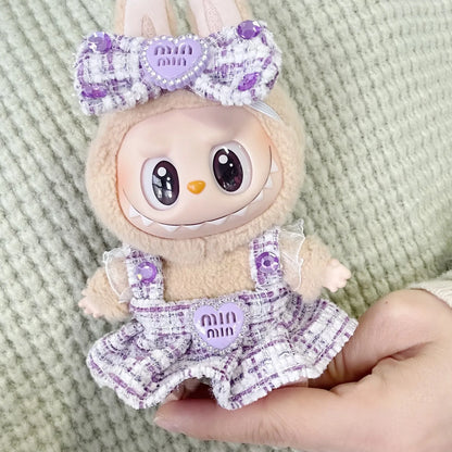 Cute Labubu Doll Outfit Set – Classic Dress for 17cm V2 Mini Dolls, Clothing Accessories for Kids Gift