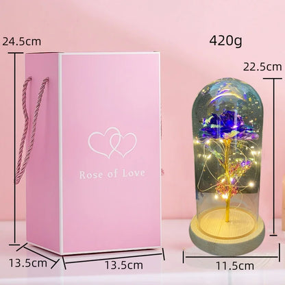 LED Eternal Rose Gift - 24K Gold Foil Flower with Glass Dome Light for Valentine’s Day, Wedding & Special Occasions