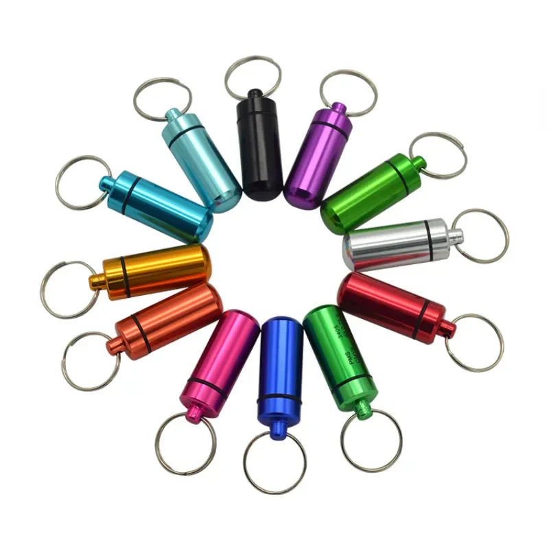 Mini Portable Pill Box – Waterproof Aluminum Case for Tablets, Vitamins, Fish Oils & Medicine Storage