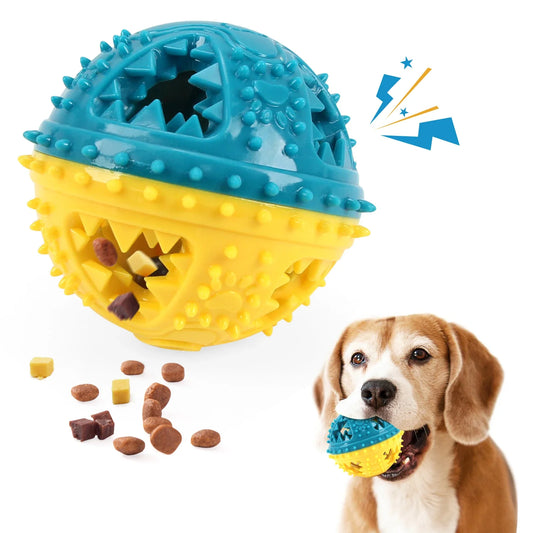 Dog Chew Sound Ball Toys - Interactive Treat Dispensing Teeth Cleaning & Training Pet Toy