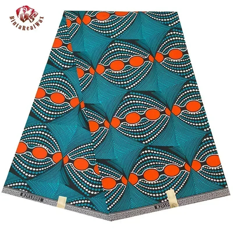BintaRealWax Geometric Ankara Fabric - Polyester Sewing Cloth by the Yard FP6258