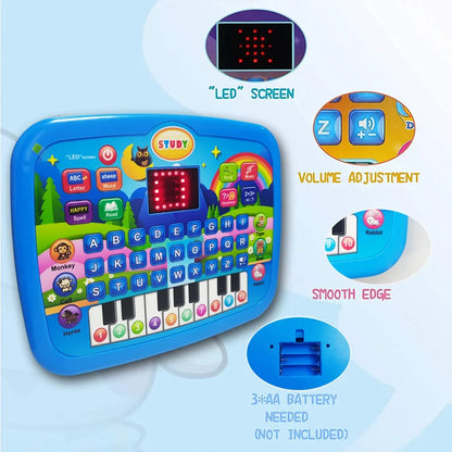 Kids Educational Tablet Toy - Interactive Literacy, Math & Music Learning Keyboard Gift for Ages 3+