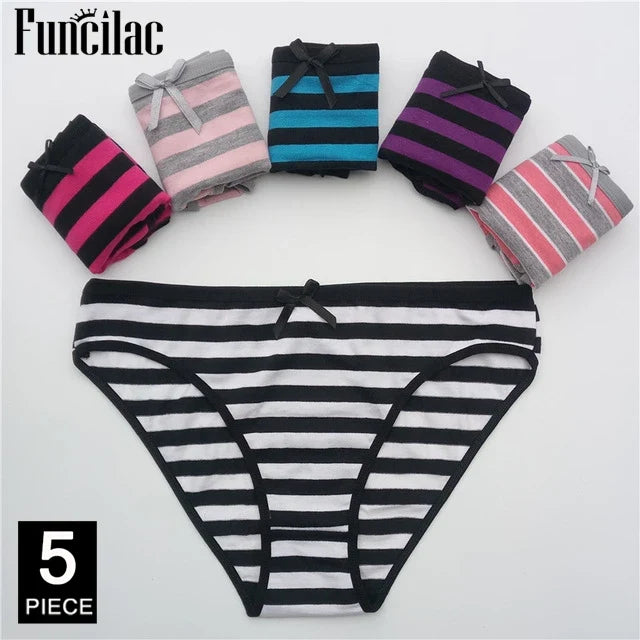 5 Pcs Women’s Cotton Panties Set - Soft Bikini Briefs Sexy Ladies Underwear Comfortable Everyday Briefs