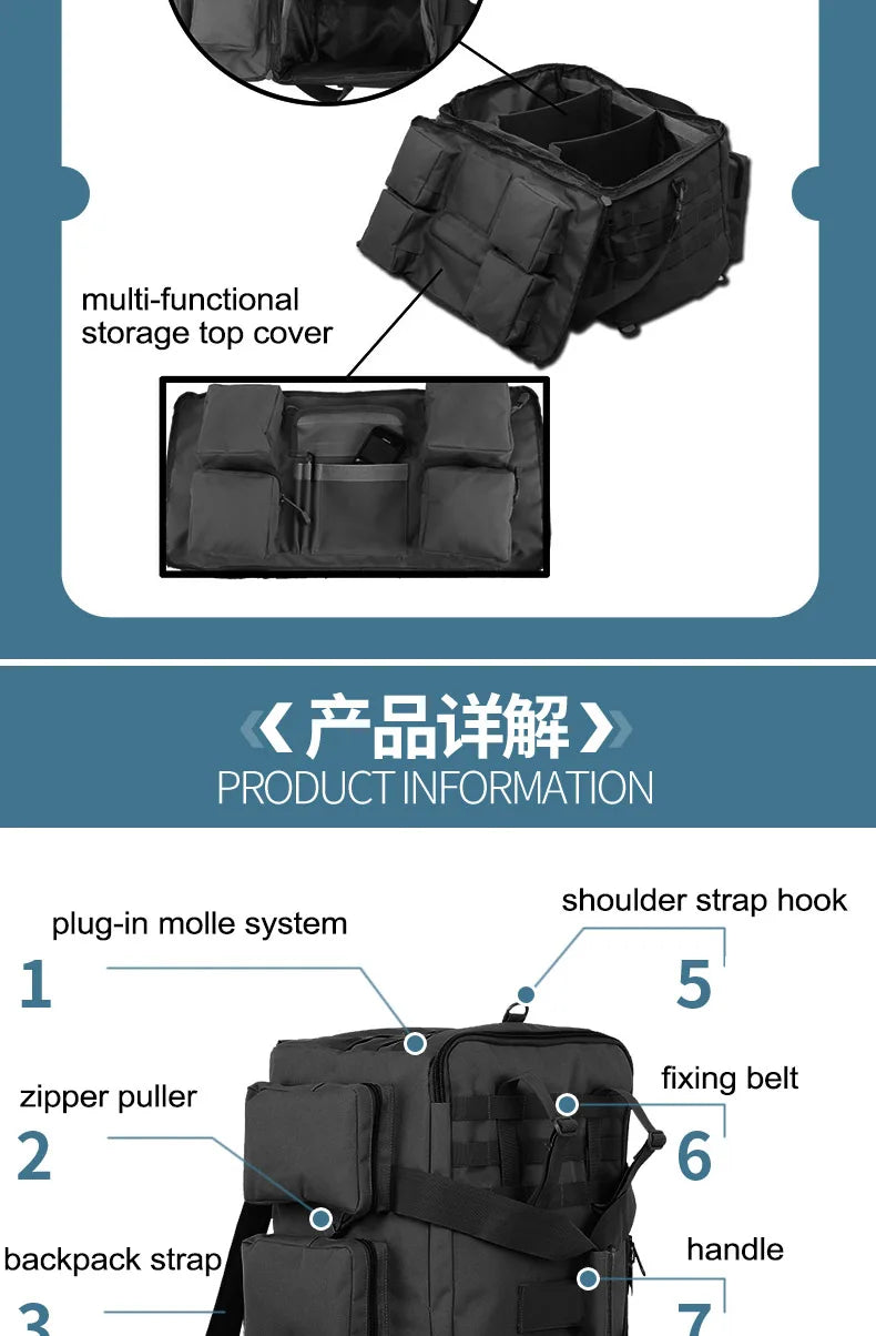 55L Tactical Duffel Bag – Large Hiking, Travel & Camping Backpack for Men, Gym and Weekend Trips