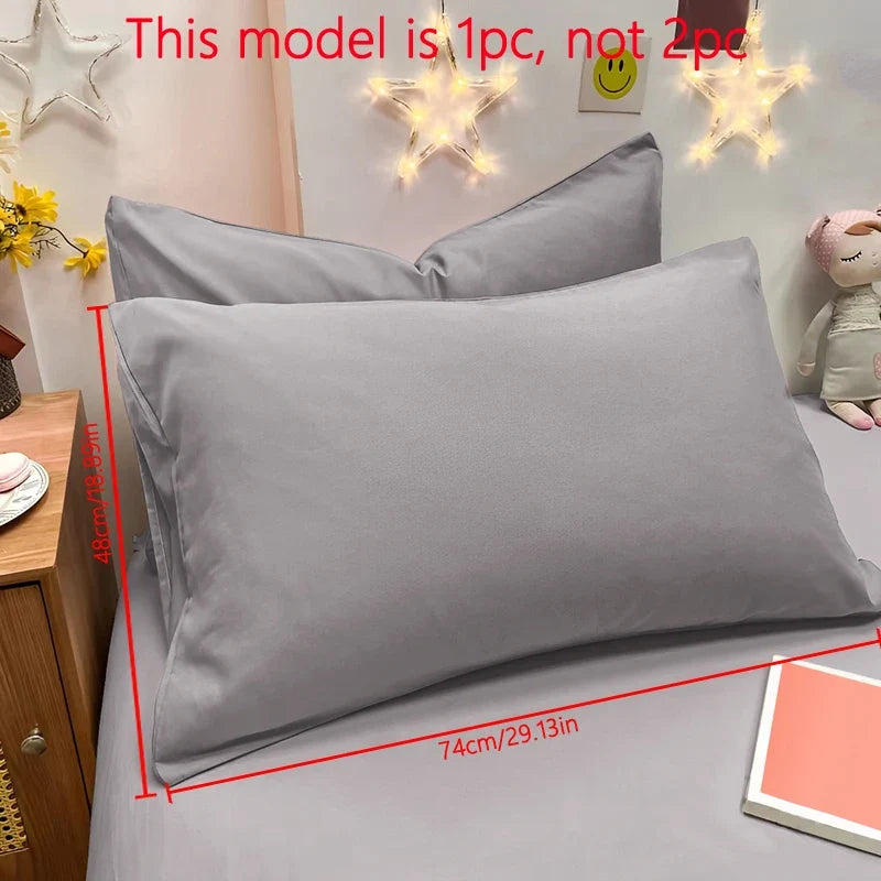 Matte Solid Color Pillowcase - Soft Pocket Sealed Bedroom Bedding Cover