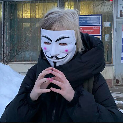 Anonymous Movie Masquerade Face Mask – Halloween Cosplay Prop for Adults & Kids