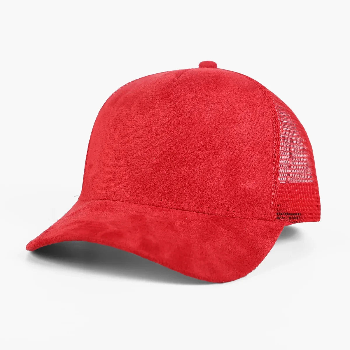 5 Panel Suede Trucker Hat - Solid Color Mesh Baseball Cap for Men & Women