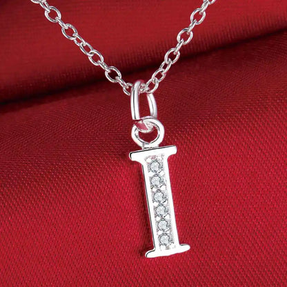 26 Letter 925 Sterling Silver Necklace - Zircon Initial Pendant Jewelry Gift for Women & Girls
