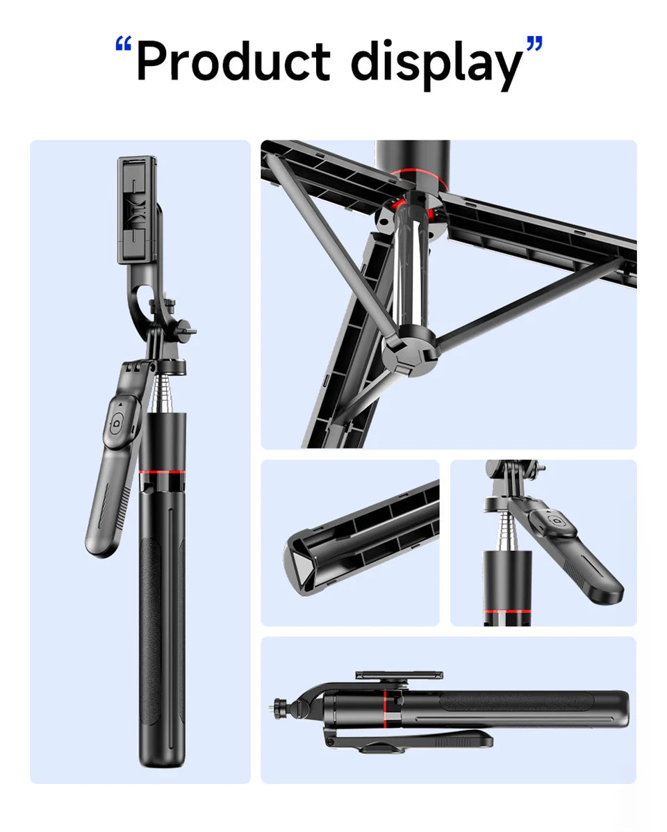 MEUYAG Selfie Stick Tripod – 1708mm Monopod with Fill Light, Bluetooth Remote, 360° Rotation & 1/4” Interface for Mobile Phones