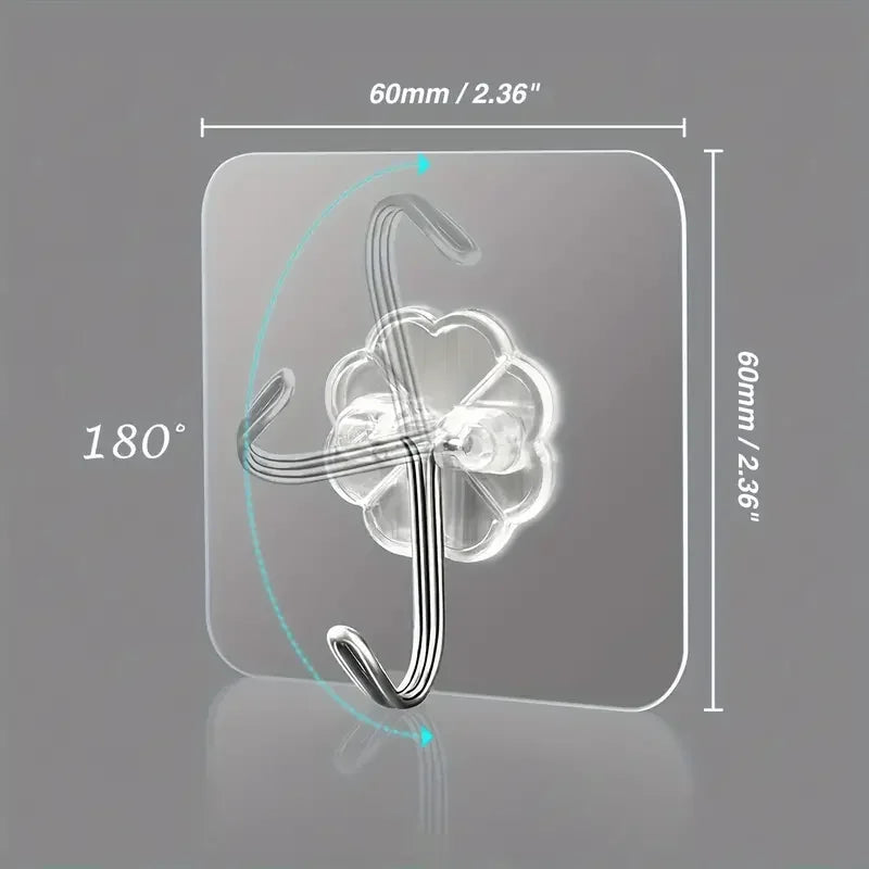 Transparent Heavy Duty Self-Adhesive Wall Hooks – Multi-Purpose Key & Towel Holder for Kitchen and Bathroom