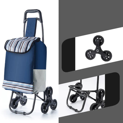 Lightweight Folding Grocery Shopping Trolley – Hand-Pull Stairs Climbing Cart for Household & Outdoor Travel