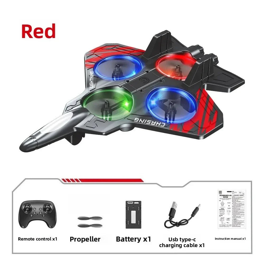 RC Fighter Jet Toy - 2.4G Remote Control Flying Stunt Airplane with Lights for Kids