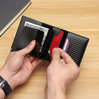 RFID Aluminum Men's Wallet - Carbon Fiber Business Slim Thin Smart Wallet Credit Cardholder Case with Note Holder