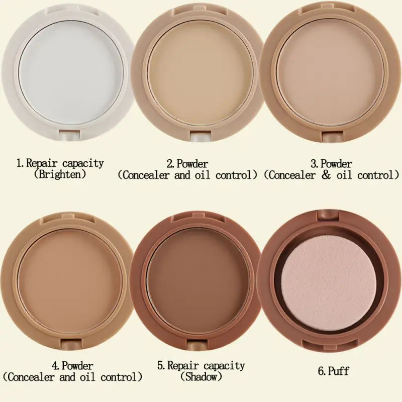 5-Color Concealer Contouring Powder Tower – Brightening & Oil Control Loose Setting Makeup Powder