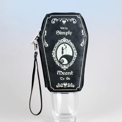 Gothic Coffin Coin Purse - Halloween Pattern PU Leather Zipper Wallet Clutch