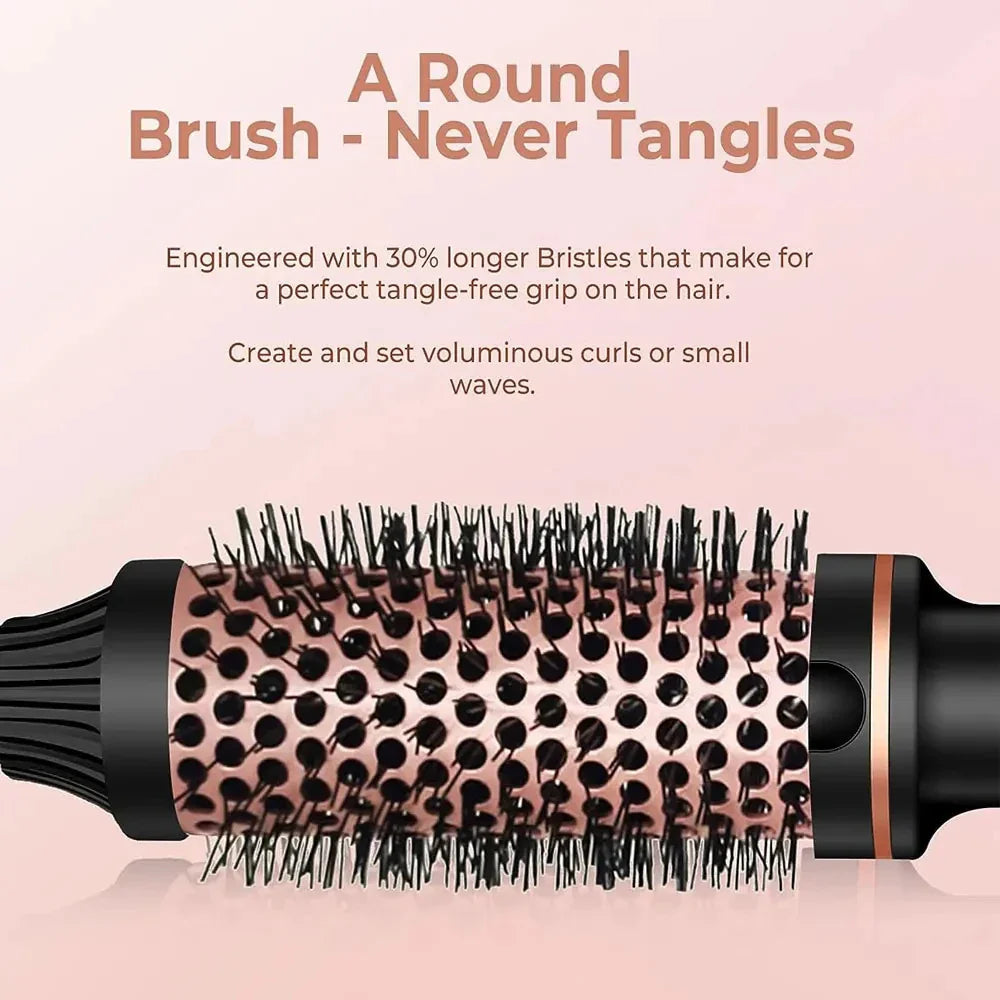 3-in-1 Ionic Hair Curler & Straightener – Professional Heated Styling Brush, Anti-Scald Thermal Curling Wand