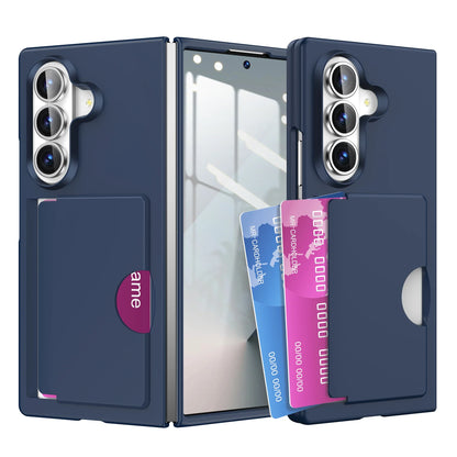 Luxury Matte Card Holder Case - Slim Shockproof Hard PC Protective Cover for Samsung Galaxy Z Fold 7 & Z Fold 6 Folding Phone