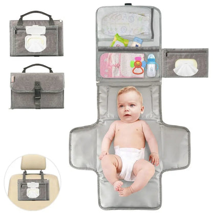Portable Baby Diaper Changing Pad – Waterproof Travel Station with Pockets | Ideal Baby Gift