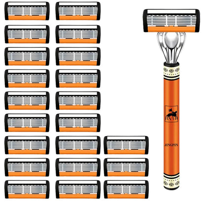 Men’s 6-Layer Safety Razor Set – High-Quality Sharp Stainless Steel Shaver with Replaceable Blades