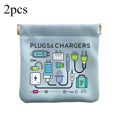 Portable Cable Organizer Bag - Compact Travel Tech Pouch for Chargers, USB Cables & Earbuds