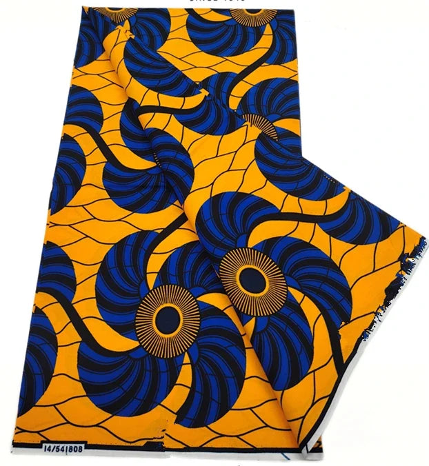 African Wax Print Fabric - High-Quality Cotton Ankara Gold Print Pagne for Wedding & Dress Sewing