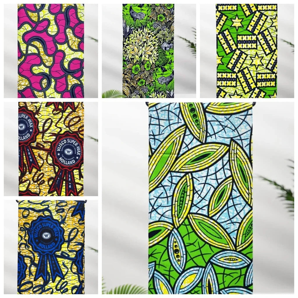 African Ankara Wax Print Fabric - 100% Cotton Batik Material for Sewing & Wholesale 6 Yards