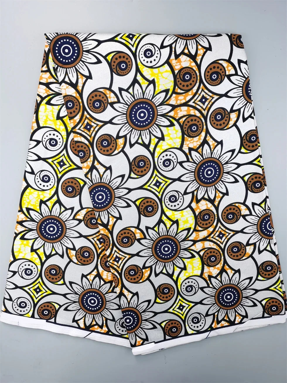 Grand African Wax Glitter Glam Fabric - 100% Cotton Ankara Batik Gold Print Pagne for Party Dresses & Sewing
