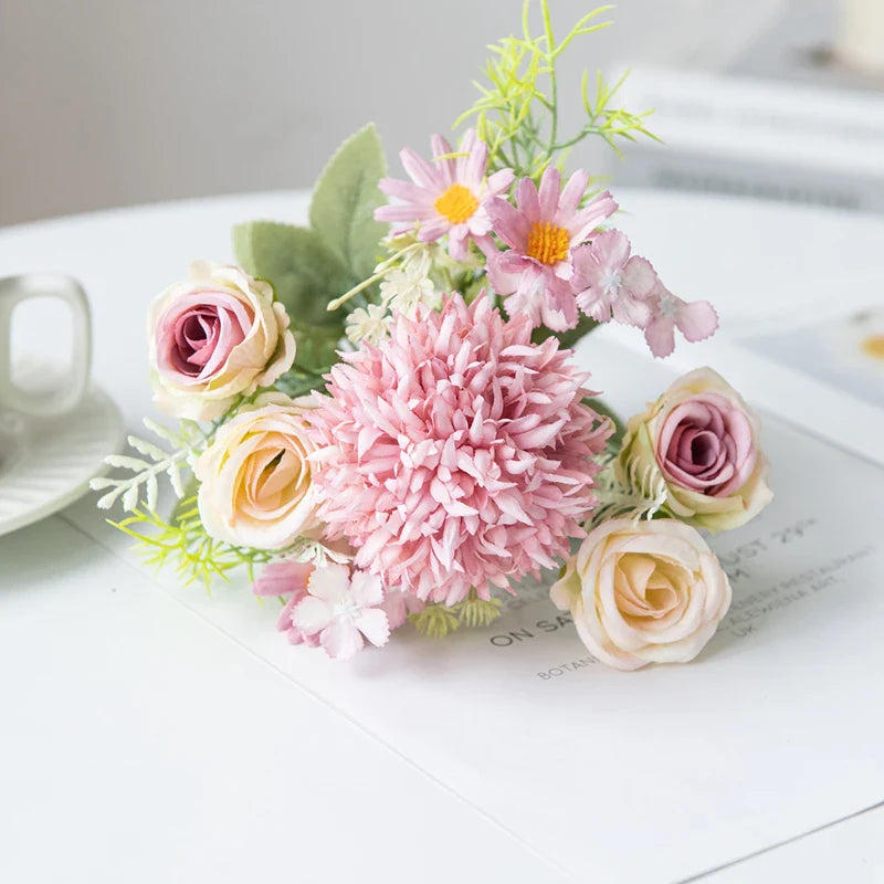 7-Piece Chamomile Faux Flower Arrangement — Flowerpot Ornament & Wedding Accessory