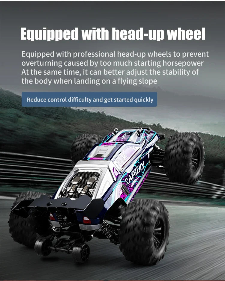 ZWN 1:16 4WD RC Monster Truck – 70KM/H High-Speed Drift Remote Control Car with LED for Kids, vs Wltoys 144001