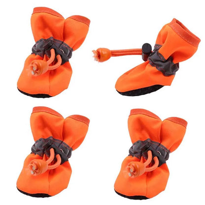 4Pcs Waterproof Dog Boots - Non-Slip Reflective Paw Protectors with Soft Breathable Lining