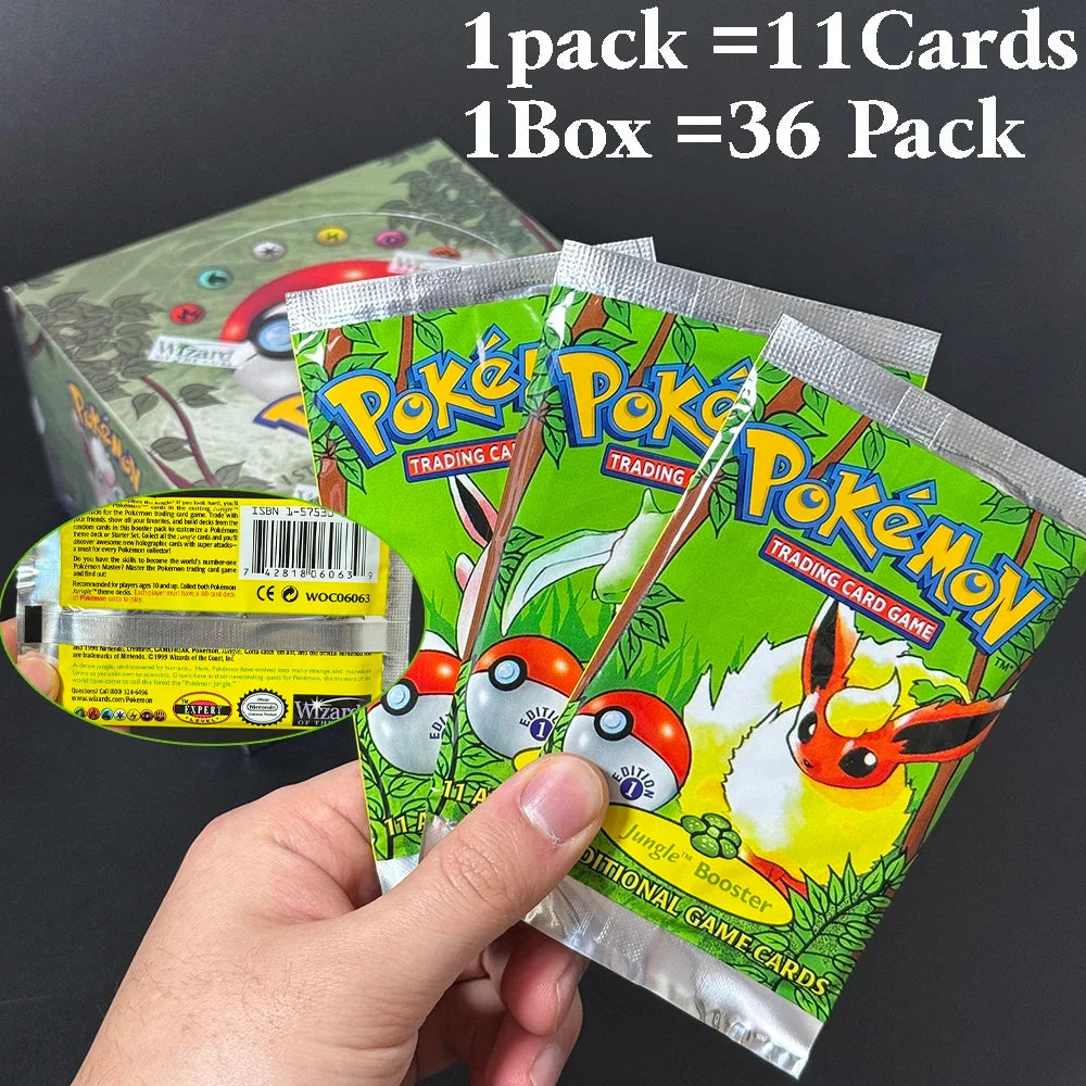 Pokémon Booster Packs Base Fossil Jungle - 11 Cards Per Pack & 36 Pack Booster Box Proxy Game Cards Collection