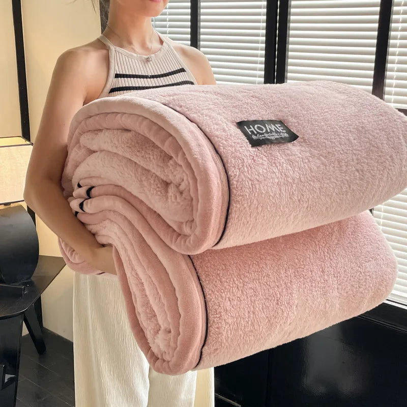 Grade A Half-Side Fleece Blanket — Soft Fluffy Autumn & Winter Throw for Sofa, Napping, and Warm Shawl