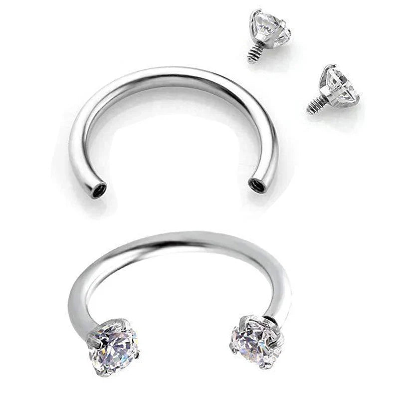 Stainless Steel Crystal Hoop Piercing – Nose, Ear, Belly Ring for Women & Men, Cartilage Helix Daith Jewelry
