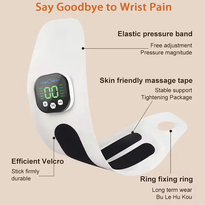 EMS Hand & Wrist Massager - Cordless 10-Mode Vibration Massage Brace with USB Rechargeable Design