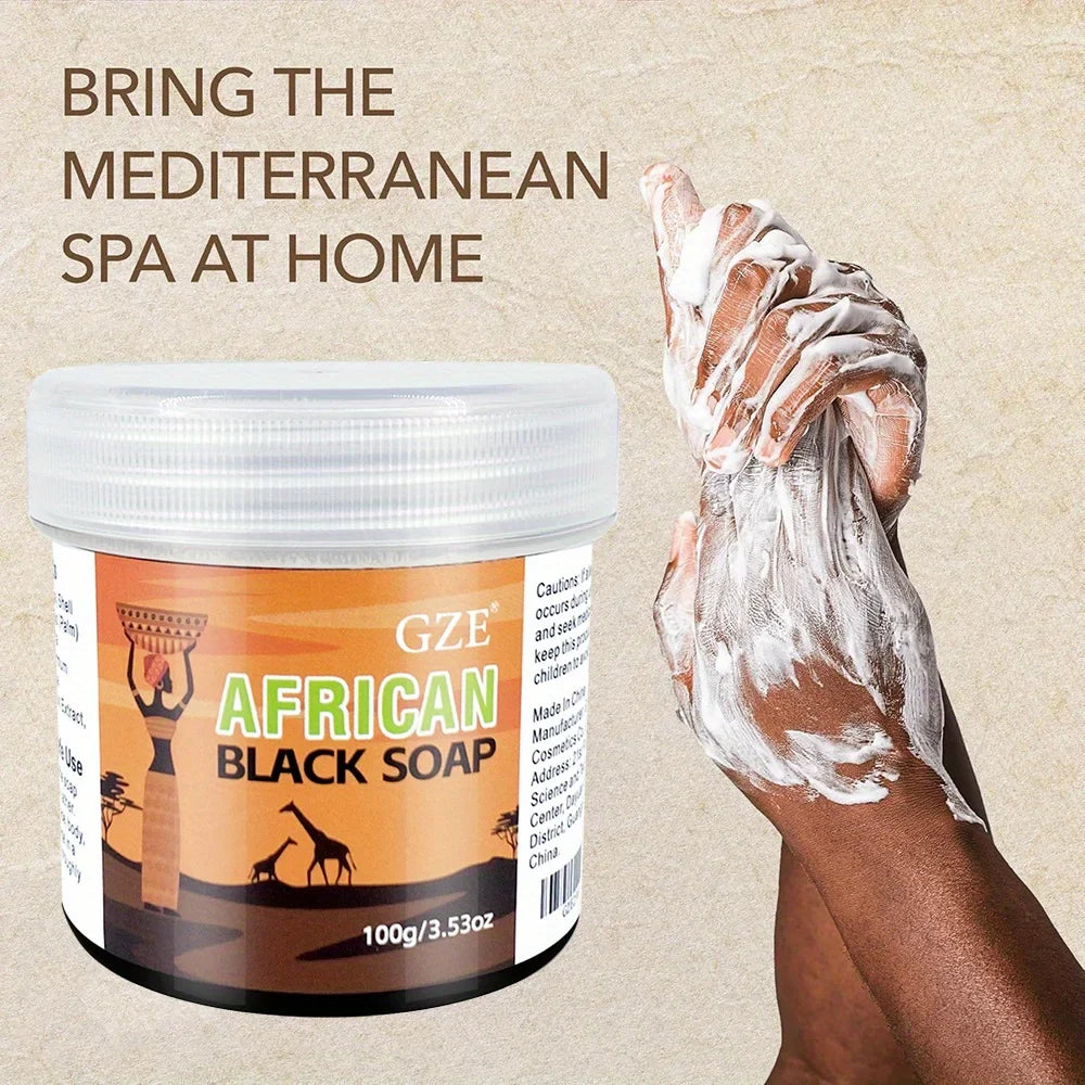 GZE African Black Soap 3 in 1 Cleanser – Face, Hair & Body Wash, Deeply Cleanses & Moisturizes with Natural Ingredients