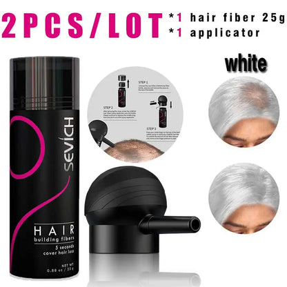 SEVICH Hair Building Fiber Set - Keratin Hair Fiber Powder with Applicator for Thinning Hair & Bald Spot Coverage