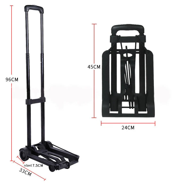 2/4-Wheeled Small Truck with Foldable Pull Rod – Portable Grocery, Luggage & Household Shopping Cart