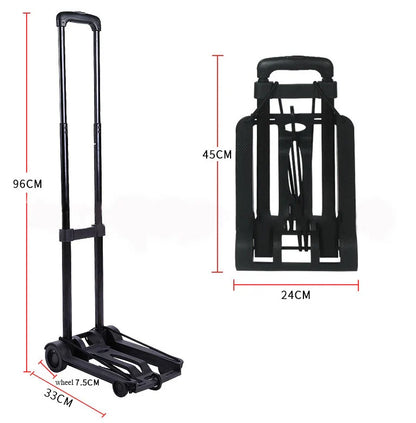 2/4-Wheeled Small Truck with Foldable Pull Rod – Portable Grocery, Luggage & Household Shopping Cart