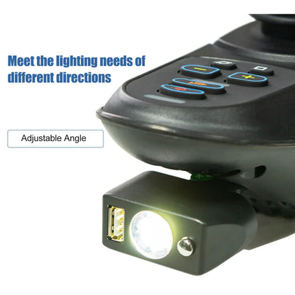 Electric Wheelchair LED Light — Adjustable Angle High-Brightness 3-Pin XLR Headlight with Controller for Night Use