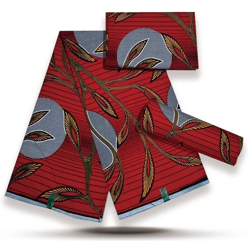 African Wax Print Fabric - High-Quality Cotton Ankara Gold Print Pagne for Wedding & Dress Sewing