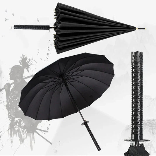 Katana Sword Umbrella - Long Handle Samurai Style UV Blocking Rain Parasol for Demon Slayer Ninja Fans