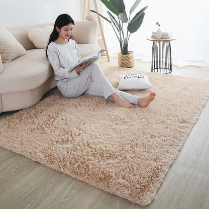 Furry Nordic Style Area Rug – Large Non-Slip Carpet for Living Room, Bedroom & Kids Room, Black/Gray/White Decor