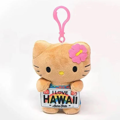 Hot Kawaii Plush Keychain Pendant — Mofusand Shark Cat & Cross-Dressing Hello Kitty/Kuromi Backpack Charm