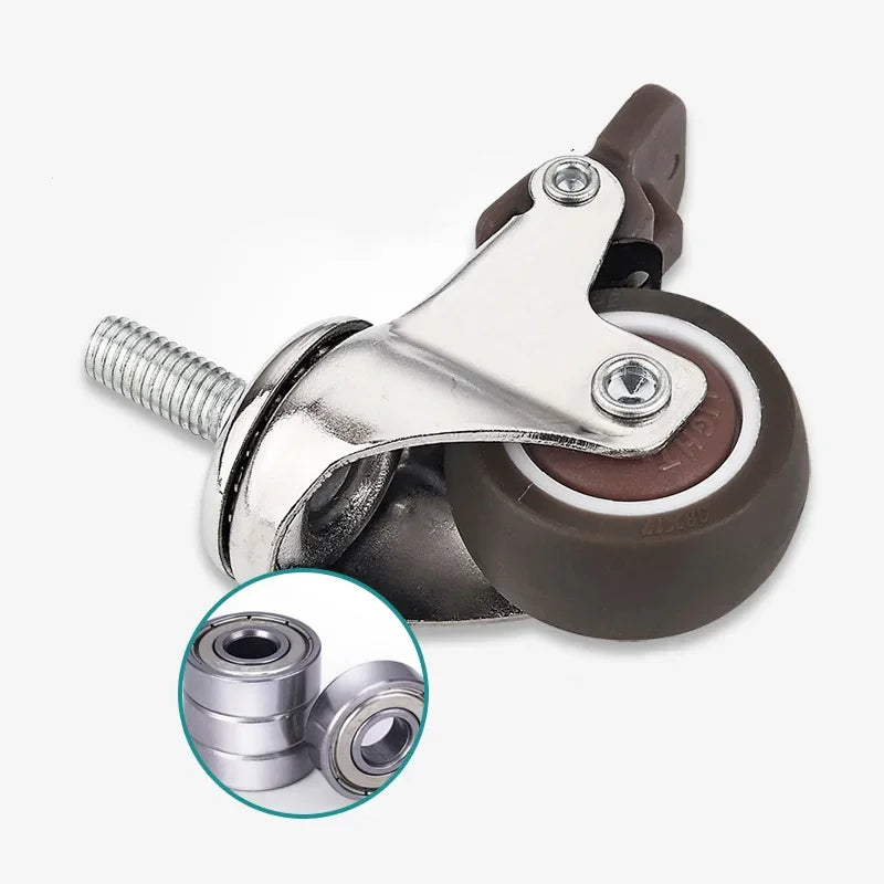 4pcs Soft Rubber Furniture Casters - Quiet Swivel Roller Wheels for Trolleys, Cribs, Beds & Home Use