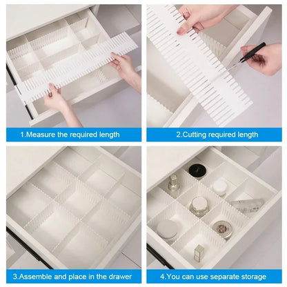 4/8PCS Adjustable Drawer Dividers – Durable Storage Organizer for Socks, Underwear & Clothes, Closet & Cabinet Partition System